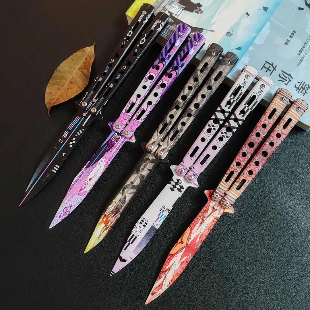 全新全钢csgo蝴蝶刀折叠未开刃甩手刀新手入门训练刀玩具花式耍刀