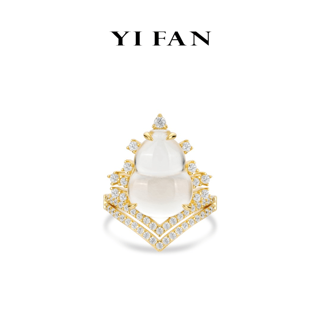 925银合成锆石戒指 1460-白葫芦皇冠金臂戒指