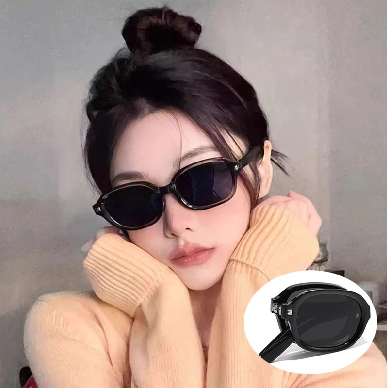 复古折叠偏光墨镜女口袋便携太阳镜防紫外线开车眼镜㮋圆遮阳眼镜