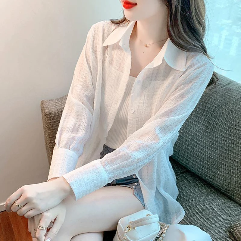 防晒衣女夏季2025年新款薄款白色衬衫时尚洋气外搭超仙开衫外套潮