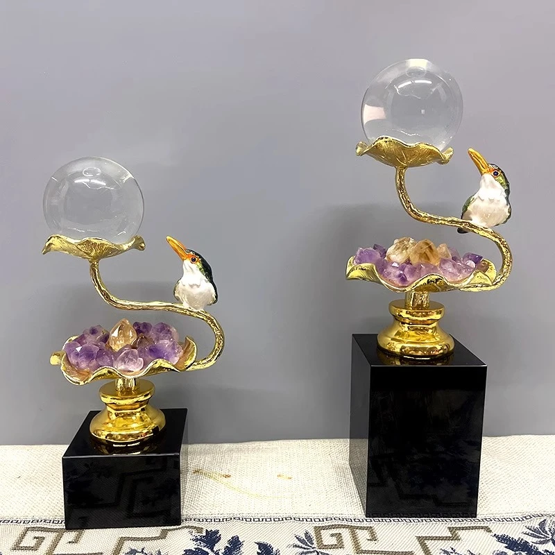 新款喜鹊水晶摆件样板房客厅书房电视柜茶几精美装饰乔迁新品