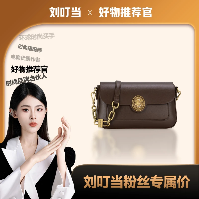 【刘叮当甄选】棕色百搭单根轻奢单件配饰小众时尚潮流字母经典斜挎