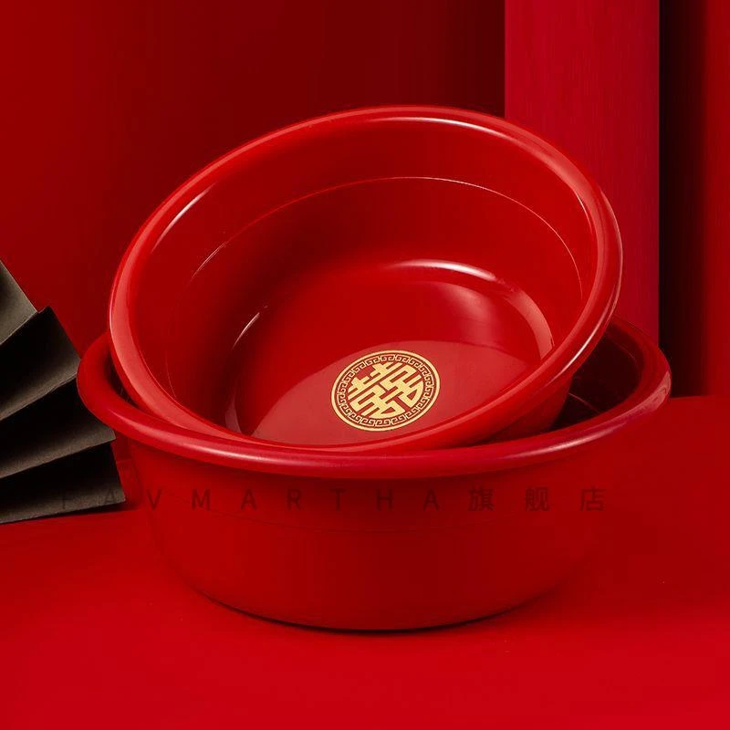 喜盆陪嫁红色脸盆结婚用品大全出嫁婚礼婚庆新娘嫁妆塑料洗脸盆子