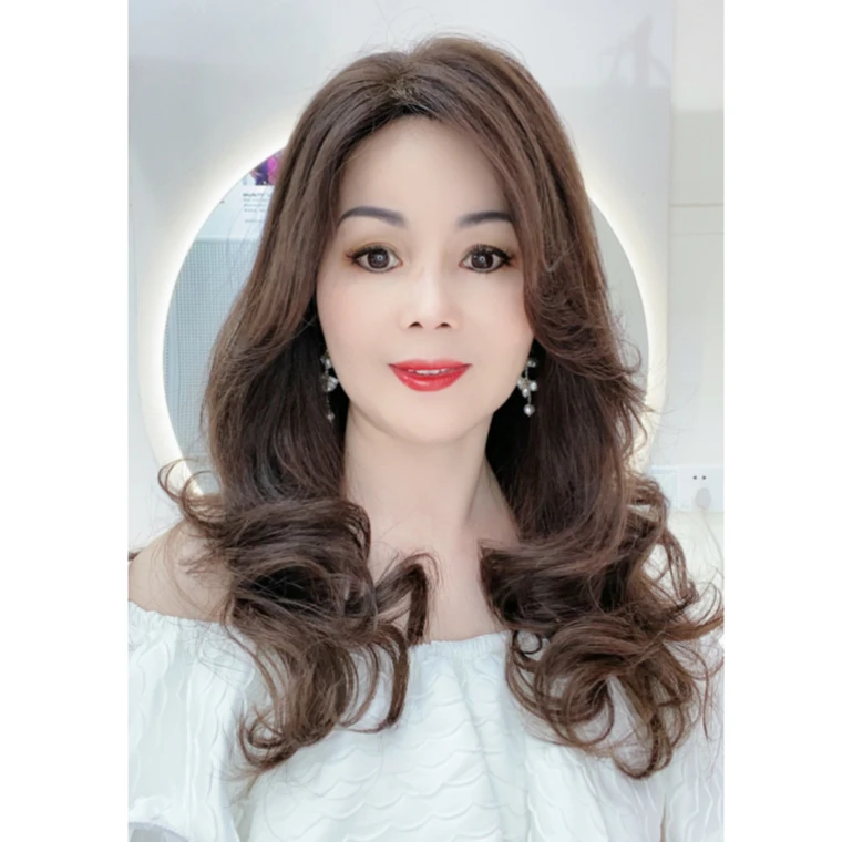丽诗雅假发纯手工全真发超轻薄透气女神明星款披肩大波浪超自然