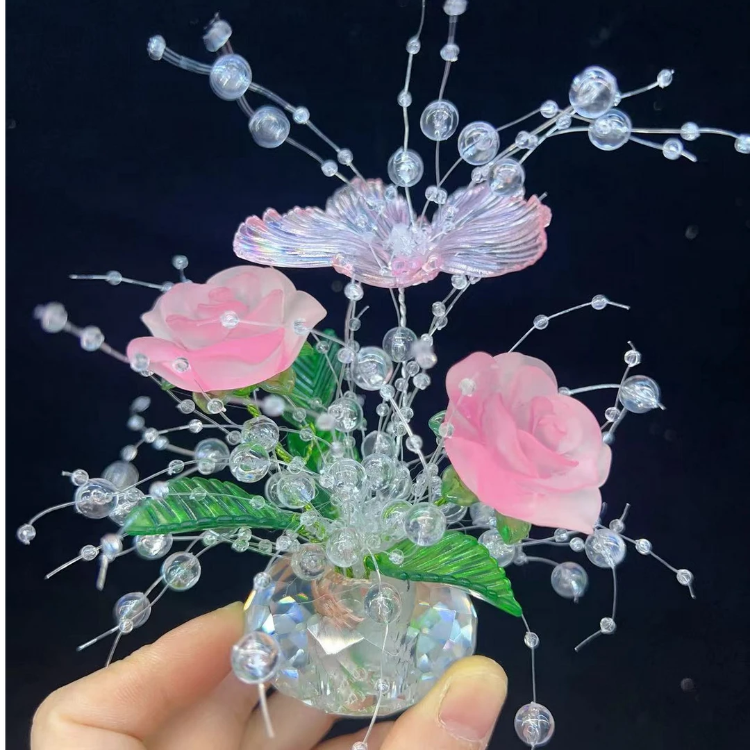 【清仓抢购】轻奢水晶玫瑰蝴蝶车摆    手工DIY材料包