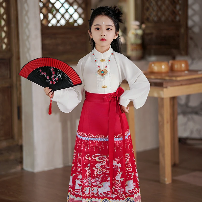槿木缘【九歌】马面裙女童套装2025新款夏季古风中式儿童汉服女夏季