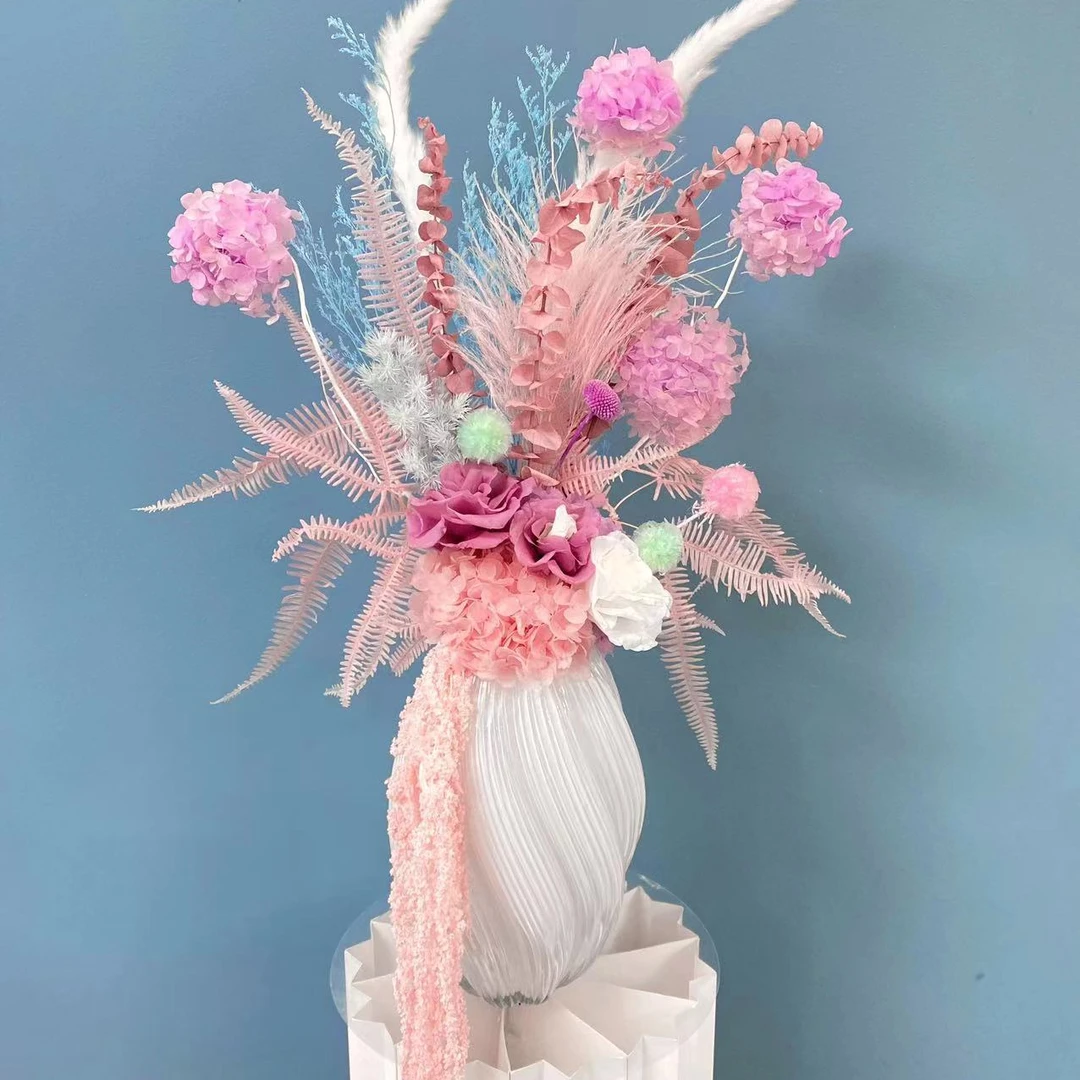 怦然心动/高级轻奢法式装修背景墙永生花摆件