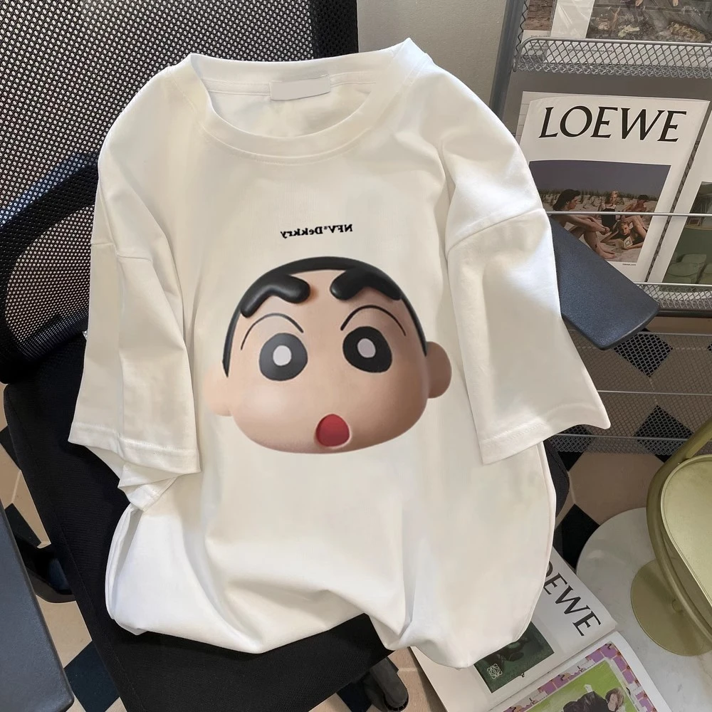 【亲子装】男女同穿短袖t恤夏季儿童小新卡通印花中大童夏款白色T