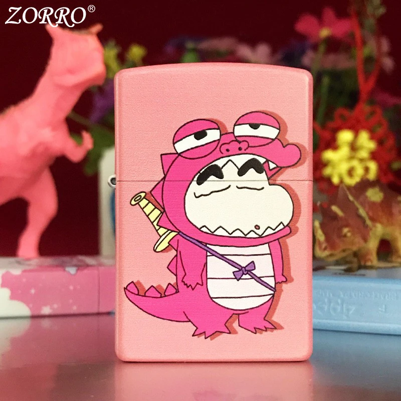 ZORRO佐罗蜡笔小新煤油打火机纯铜彩印情怀翻盖防风砂轮个性创意