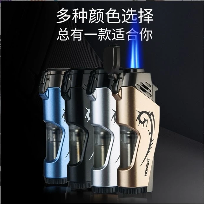 百诚金桥个性双火直冲防风便携充气打火机雪茄烟具礼盒装商务礼品