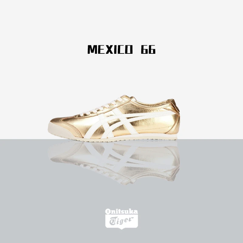 Onitsuka Tiger鬼塚虎MEXICO66复古金色羊皮休闲板鞋1183B566-201