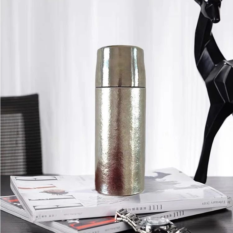 纯钛双盖300ml彩色冰花精致户外便携商务杯主人杯