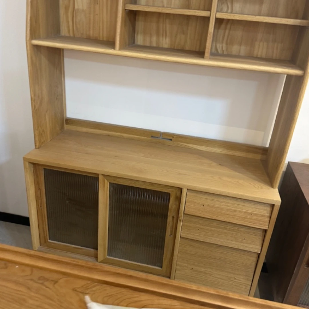 白橡木餐边柜140*42*170低价出售全新原木色