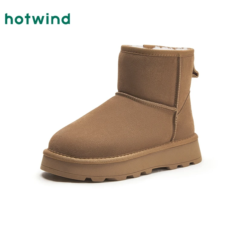 【热风】2024年冬季新款加厚长毛绒雪地靴H89W4802