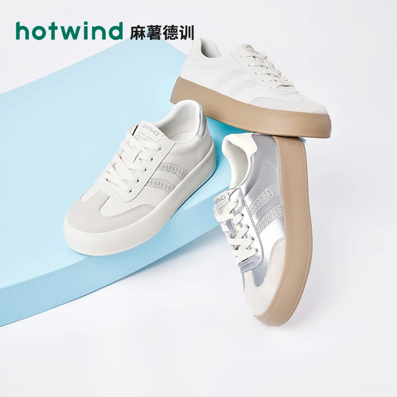 热风2025年夏季新款女士时尚休闲鞋百搭透气厚底低帮H14W4D01
