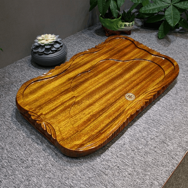 【茶盘】加纳圆盘豆材质整木排水泡台家用实木茶几手工原木色湿泡