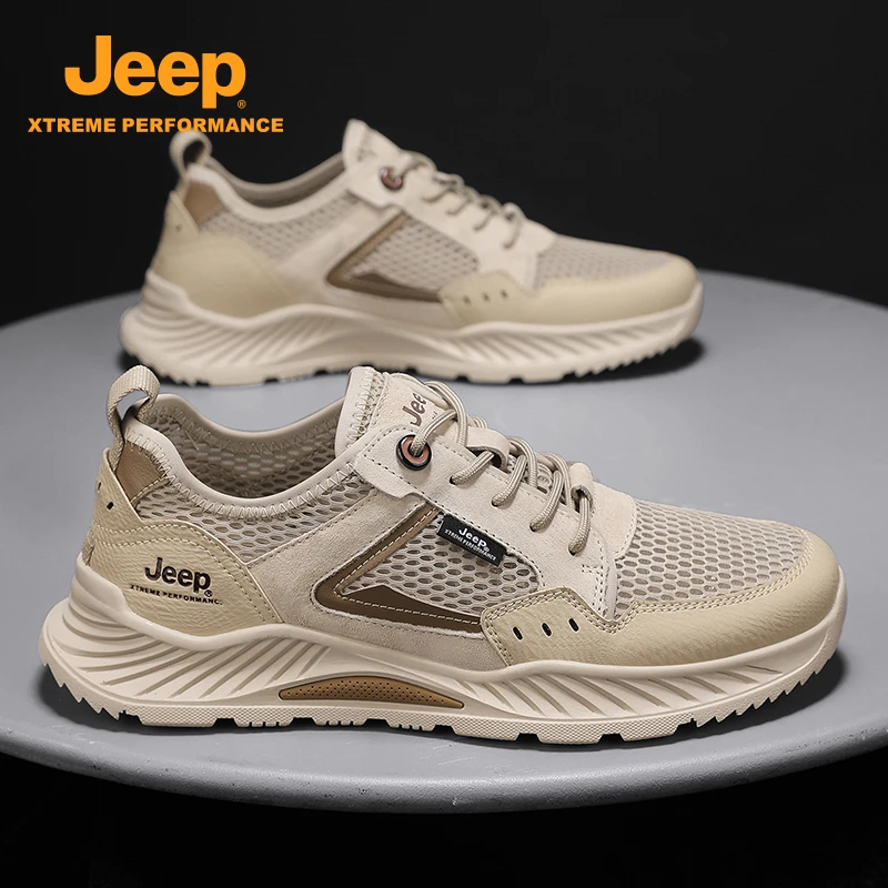 jeep吉普男鞋薄款休闲鞋子男款潮2025秋季男士跑步透气网面运动鞋