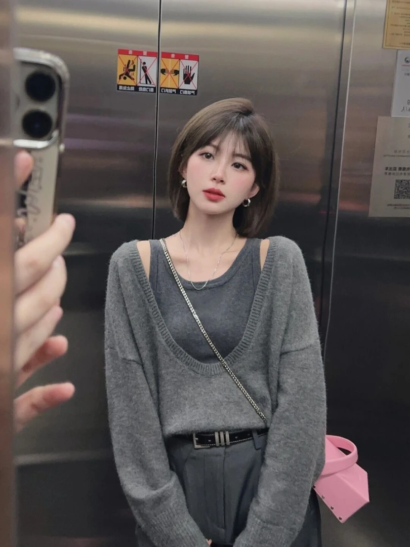 3316早秋小个子茶系搭配一整套高级感韩剧减龄显瘦穿搭三件套装女