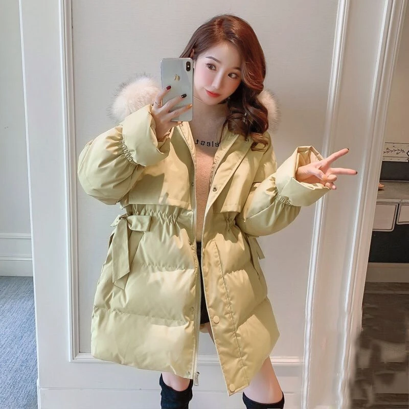 7831收腰棉服女中长款2024年冬季新款显瘦加厚棉衣棉袄外套潮