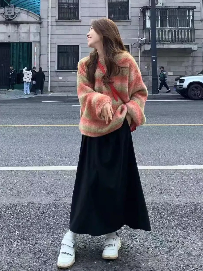 3692秋冬季女装时尚气质穿搭配一整套小香风毛衣女裙子两件套女潮