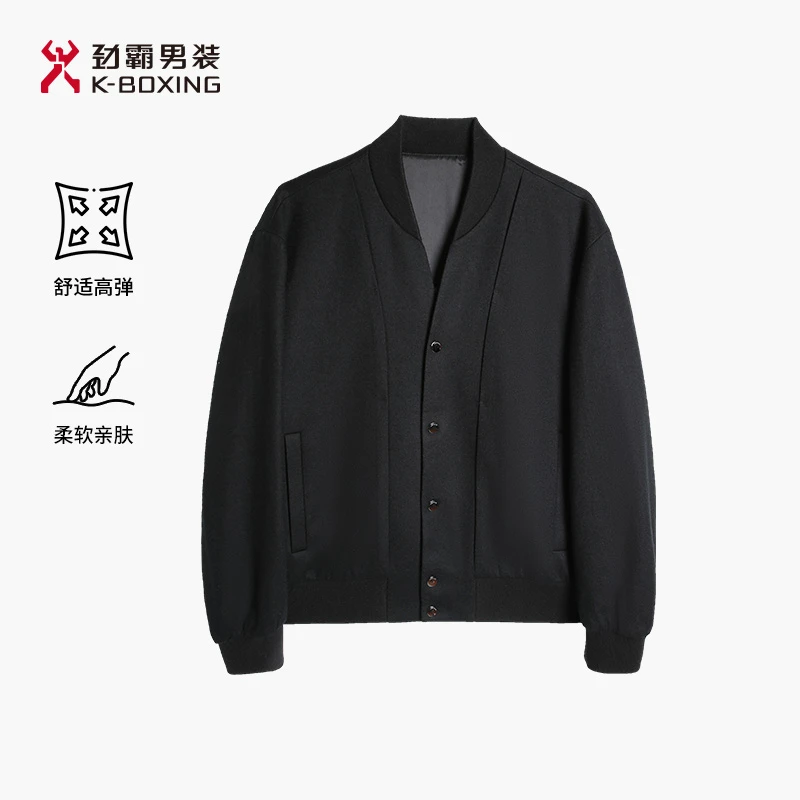 【绵羊毛】劲霸男装时尚男士上衣外套休闲短版毛呢夹克|CDWT3851