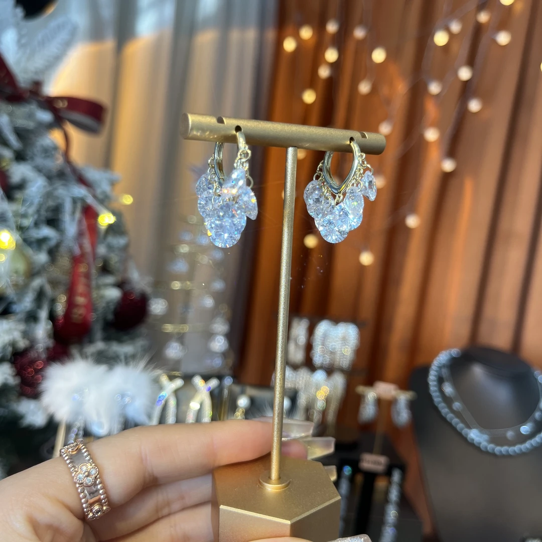 铜合金耳饰 【欣然】流苏长款耳环轻奢时尚气质满钻小众耳扣高级感