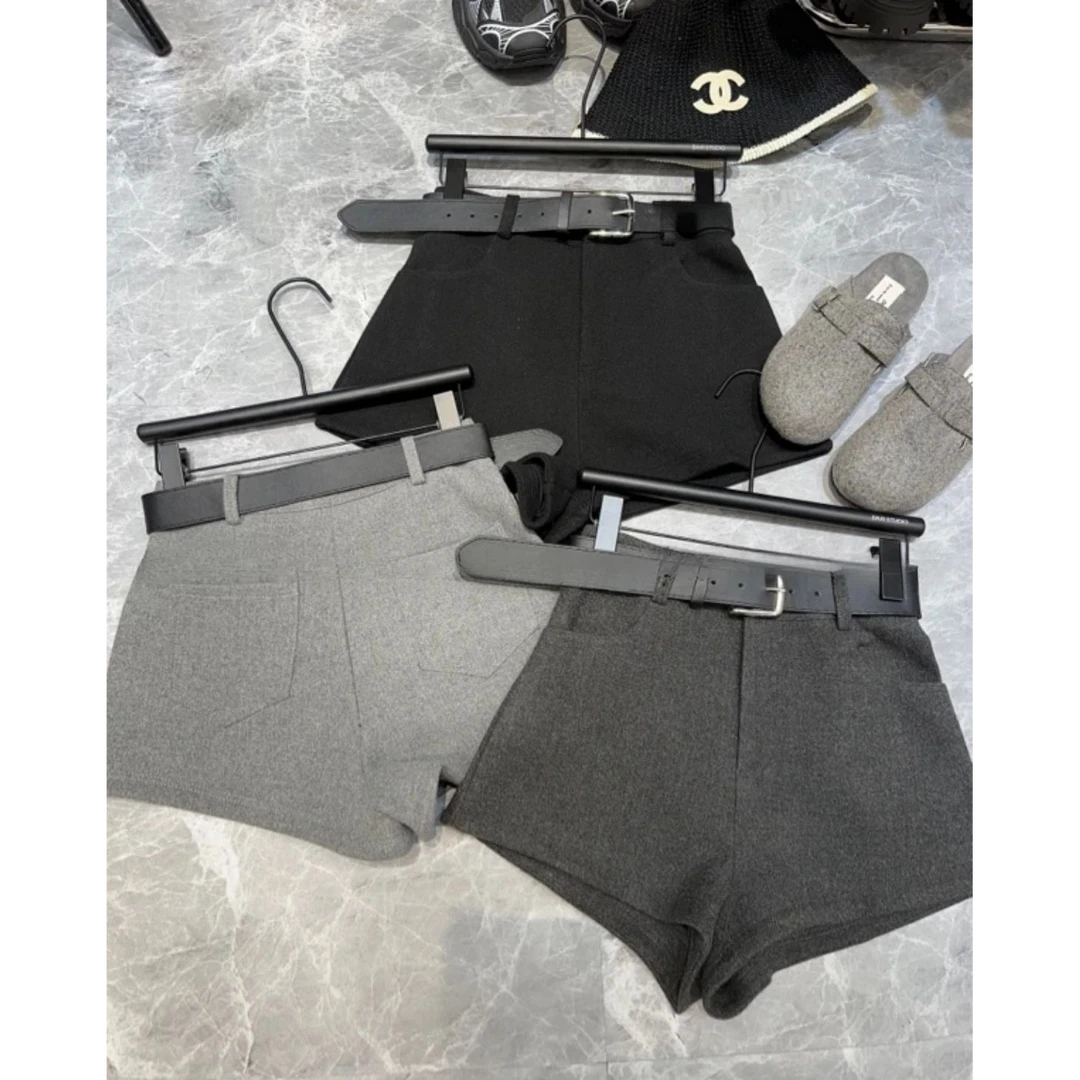 复古A字毛呢料短裤韩版高腰显瘦显瘦辣妹短裤