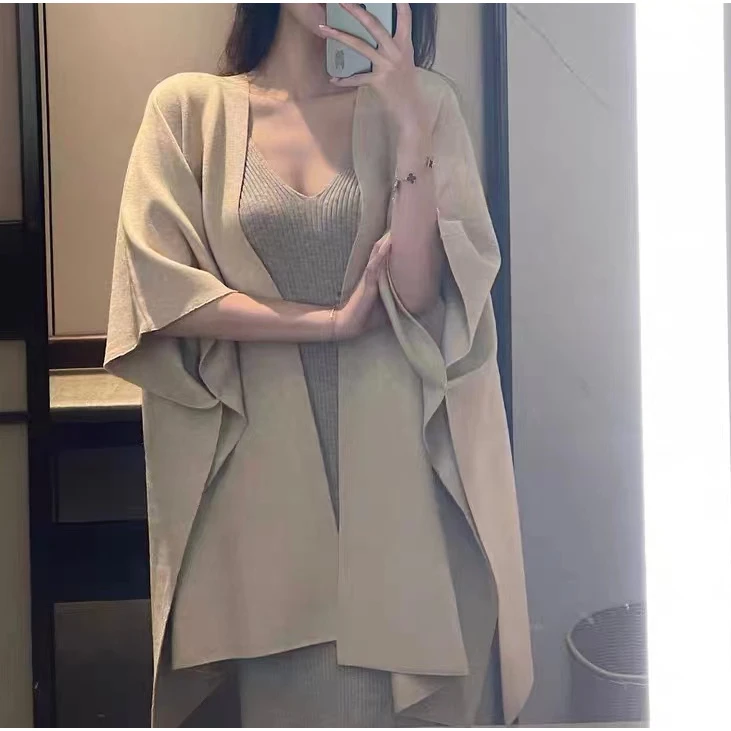 优雅温柔气质姐姐外搭披肩斗篷女法式针织衫连衣裙套装