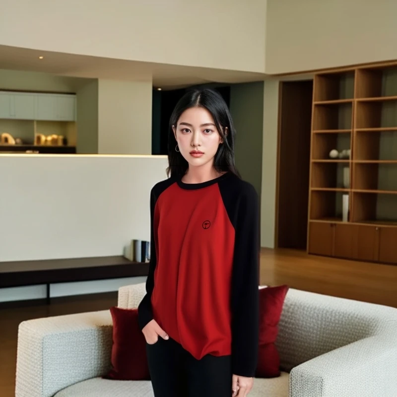 2024 秋季新款女士插色时尚百搭休闲舒适爆款外穿打底长袖T恤