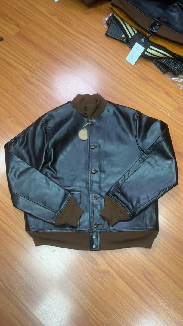 直播福利皮衣夹克茶心马皮A1纹理很重