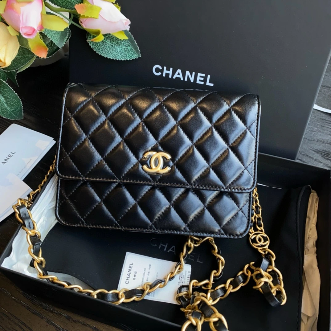全新未使用 Chanel/香奈儿 /23P黑金方WOC 芯片款 /SP19170