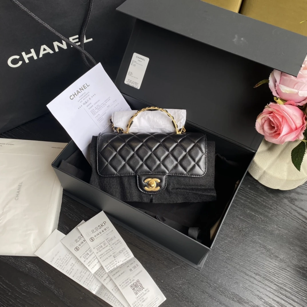 全新未使用 Chanel/香奈儿 /23k黑金手柄大mini 芯片款/sp21087