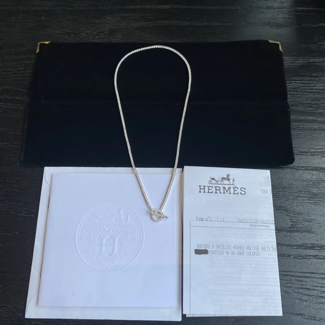 99新 Hermes/爱马仕 /小Q 白金 满钻项链/sp20756