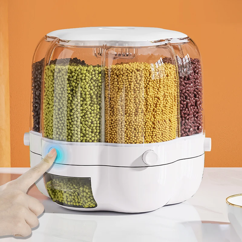 五谷杂粮收纳盒旋转分格密封食品储存罐粮食厨房米桶米缸防潮防虫