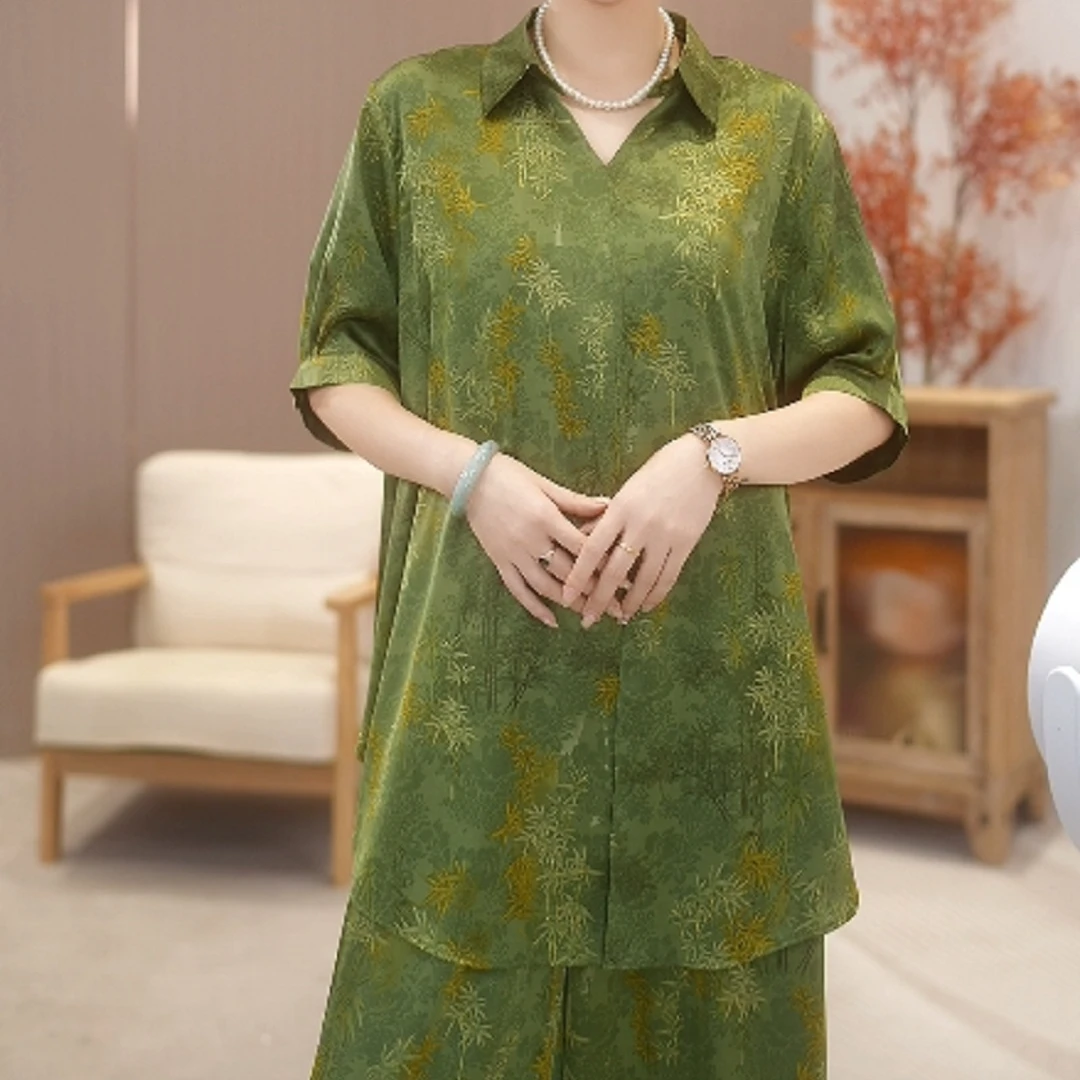 高端私服丨明月清风丨夏季新款显瘦气质宽松短袖大码套装-7111#