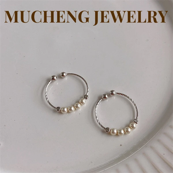 铜合金戒指 JZ5005法式小众设计师款简约珠珠百搭开口戒指尾戒925