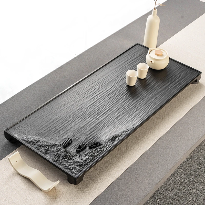 天然整块乌金石头茶盘功夫茶台盘家用小茶台轻奢现代高级感干泡台