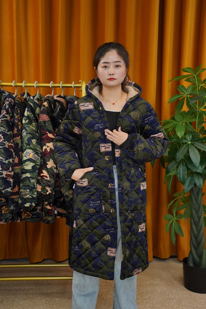 (特厚特长款)四川省服加绒长袖迷彩服保暖冬季耐脏工作服加厚罩衣