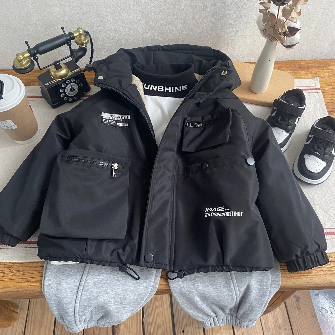 【冬季新款】儿童冬款时尚棉内胆休闲外套连帽加厚加厚派克服FF739