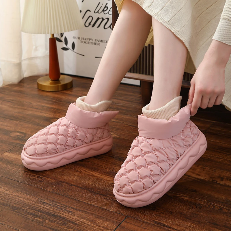 冬季包跟棉拖鞋女士厚底保暖踩屎感室内家居防滑防水高帮外穿棉鞋
