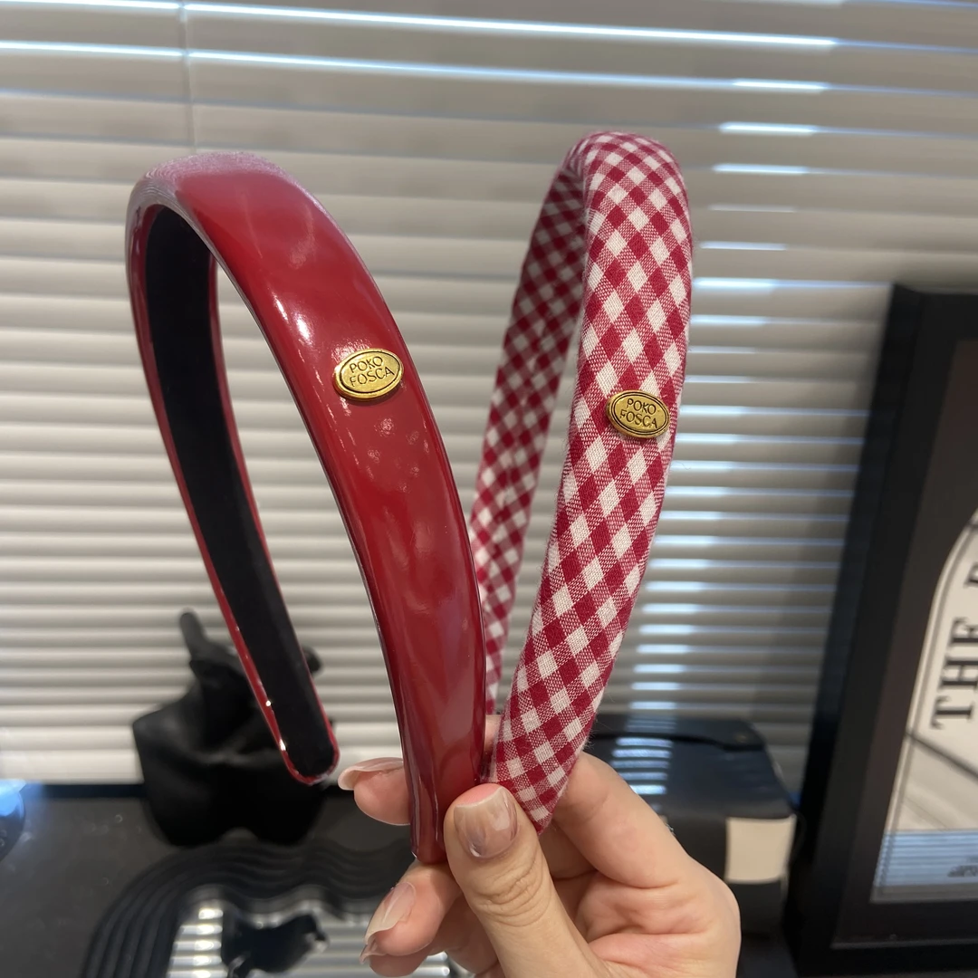 E3623古早韩女！新款亮面安可拉红色复古港风宽边海绵高颅顶发箍