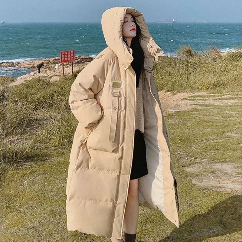 棉服女冬季中长款2023新款韩版温柔棉衣棉袄宽松加厚连帽保暖外套