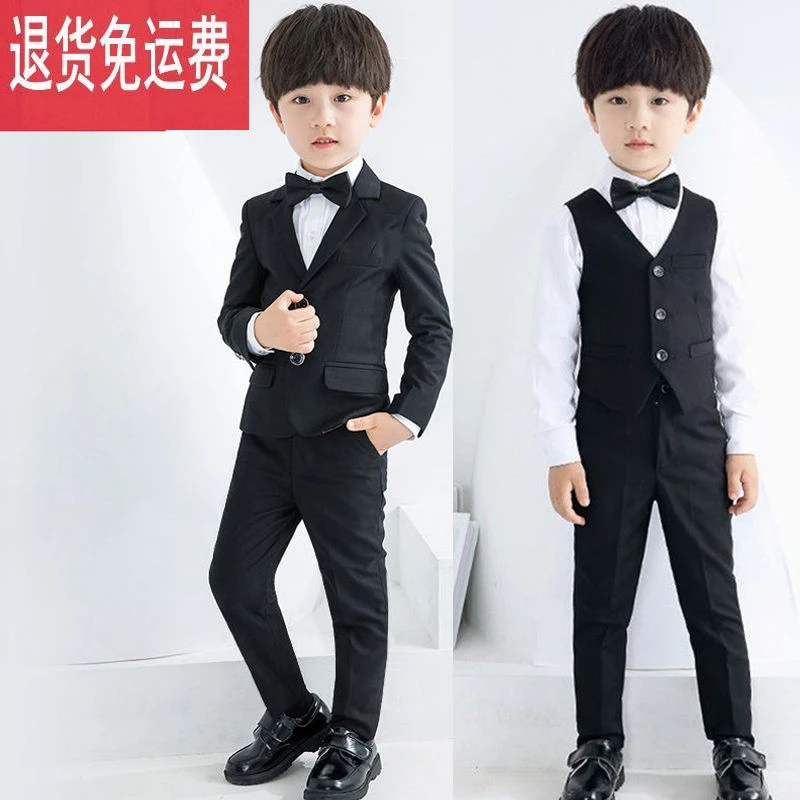 儿童西装套装男童主持人礼服小西装走秀演出服花童英伦风表演服夏