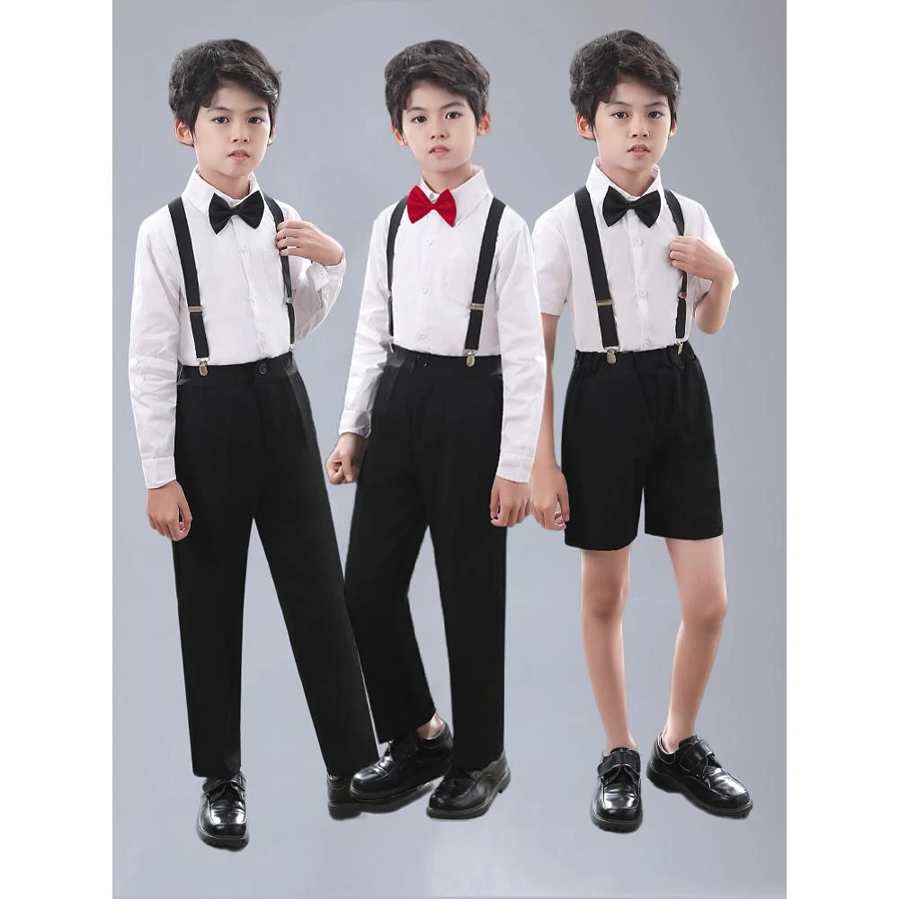 儿童演出服男童花童主持人礼服钢琴表演合唱服装背带裤幼儿园六一