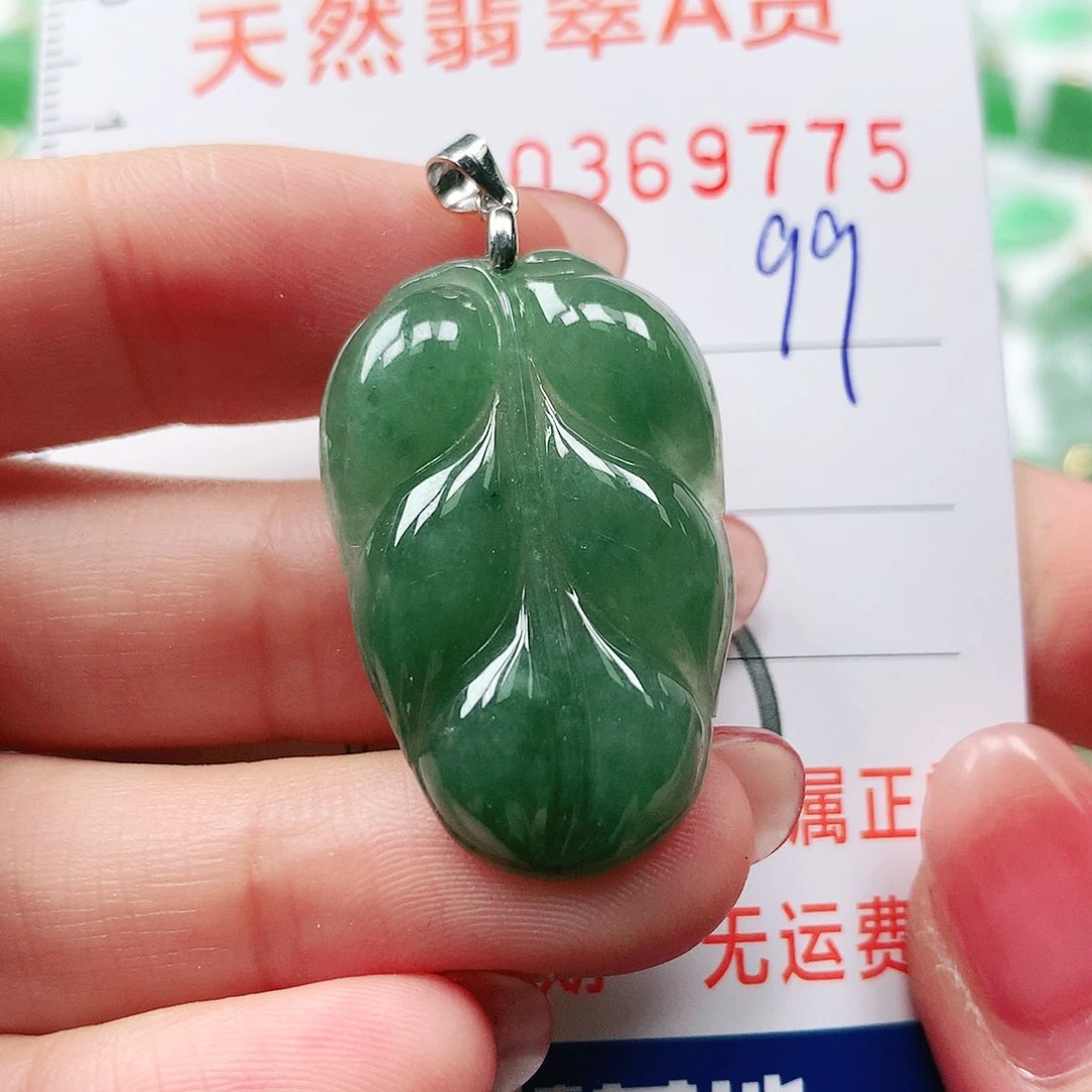 翡翠颈饰银S925镶嵌天然翡翠