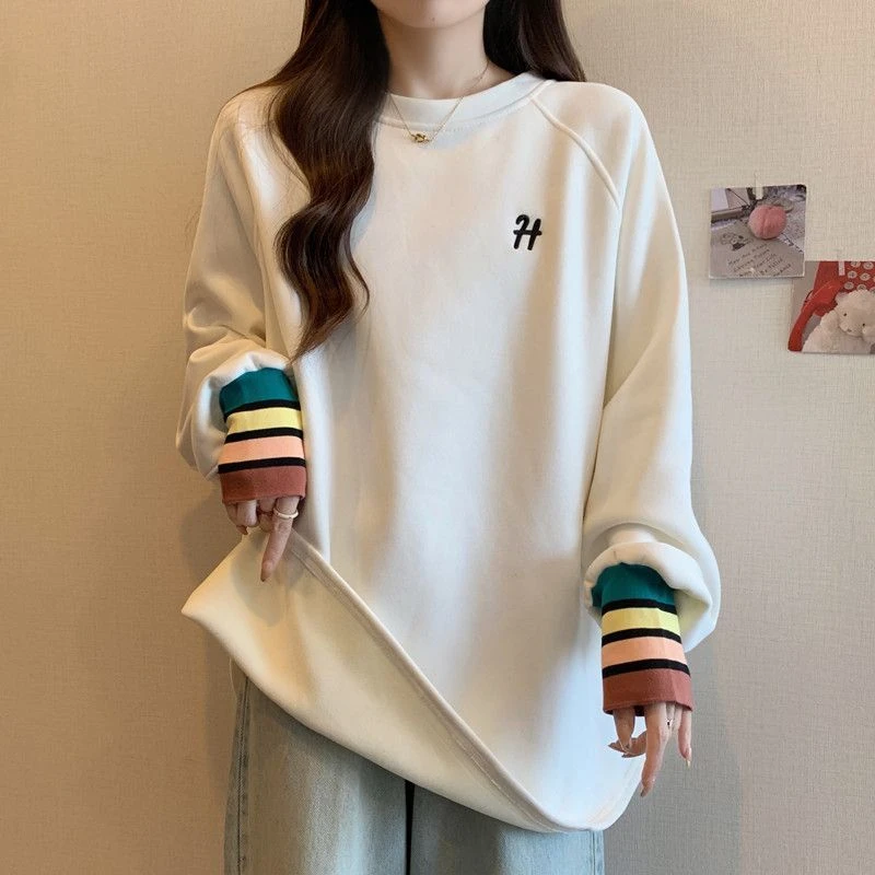 德绒加厚大码叠穿打底衫女秋冬季新款宽松显瘦加绒保暖长袖上衣女