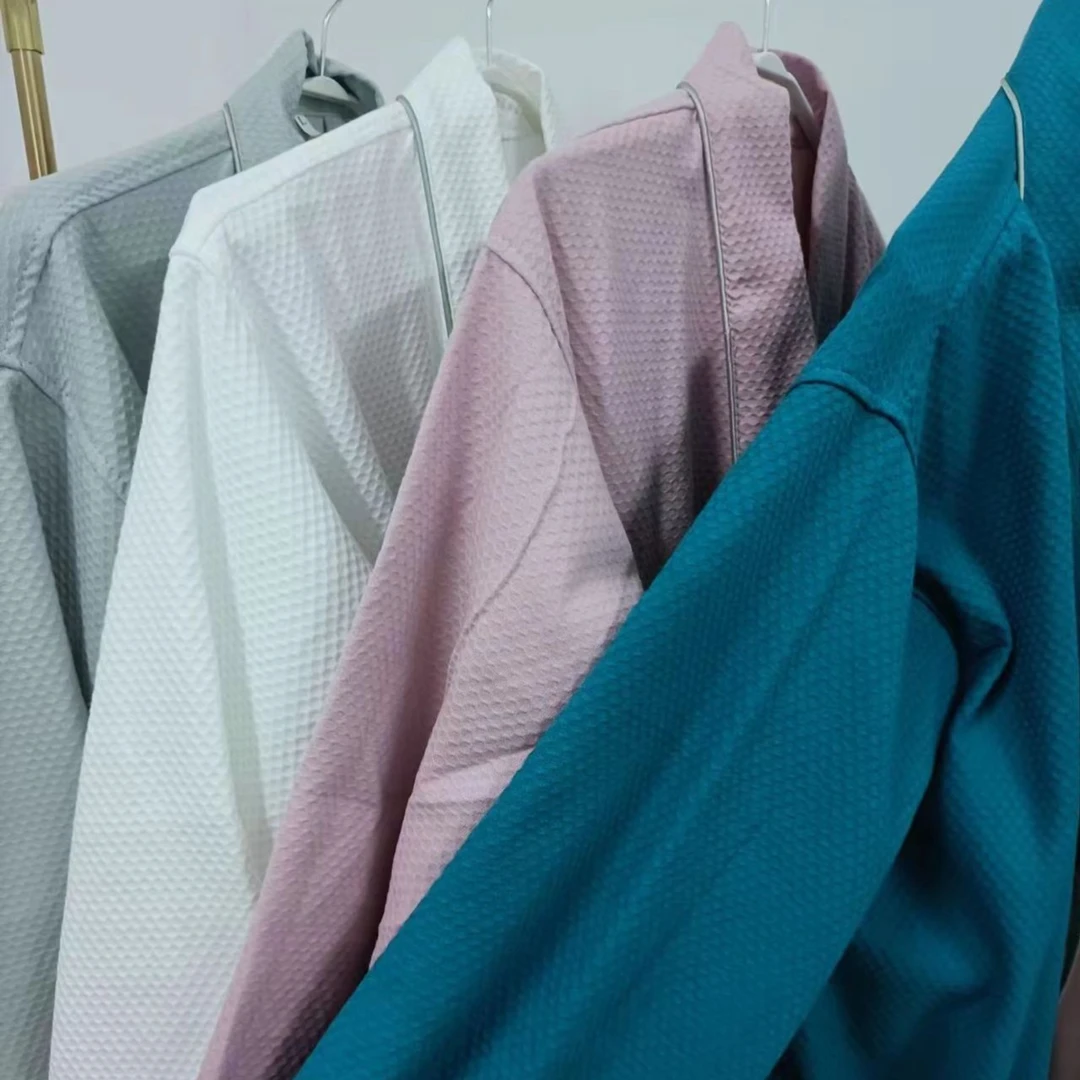 宝石格纯棉面料浴袍