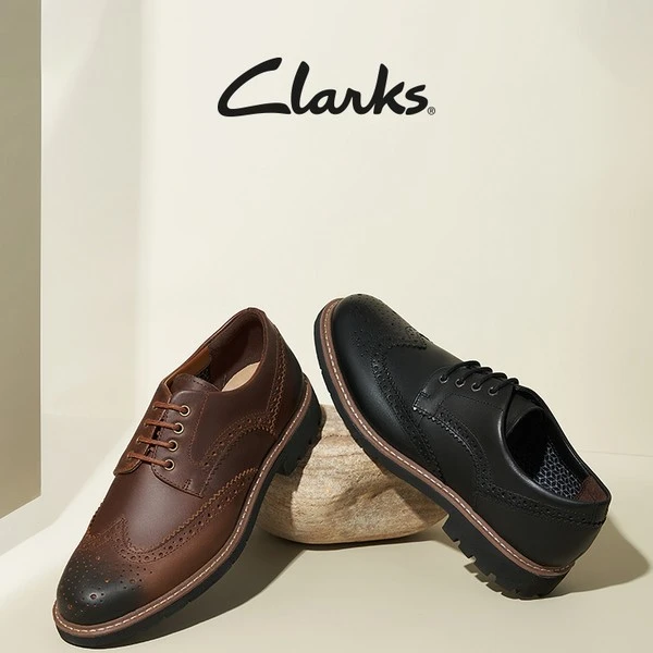 Clarks其乐男士春季布洛克雕花英伦商务正装休闲皮鞋德比鞋男鞋男