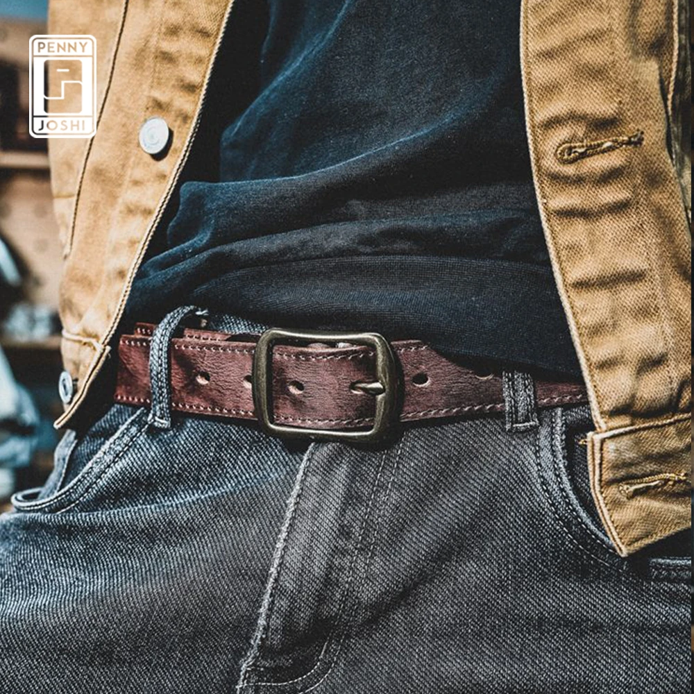 Penny-Joshi/佩妮乔希铜扣复古手工头层牛皮腰带皮带真皮男士裤带