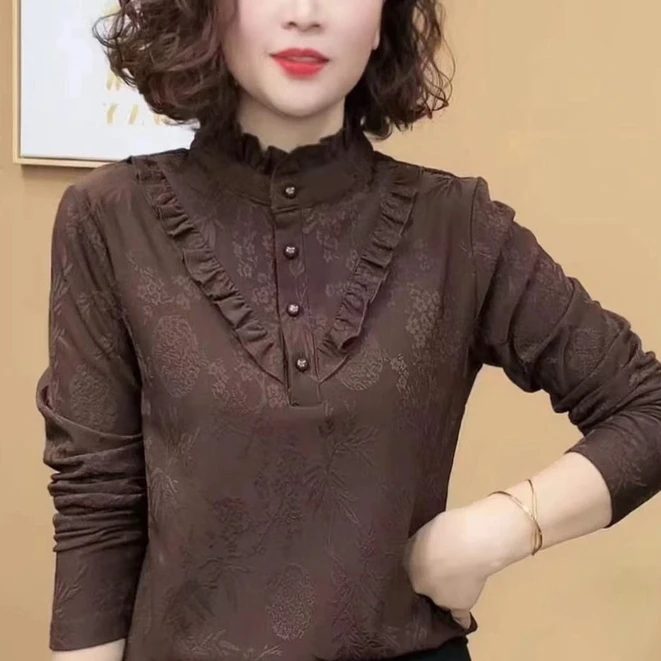 2024新款时尚洋气百搭套头长袖打底衫显瘦减龄女士上衣